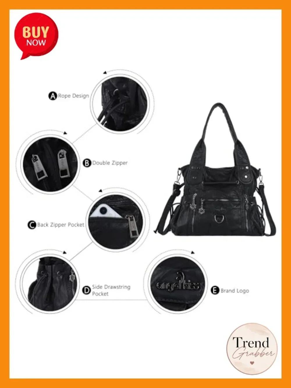 Women's Hobo Shoulder Bag Faux Leather Roomy Tote with Crossbody Strap